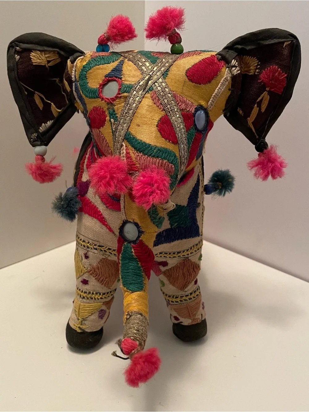 Vintage Handcrafted Rajasthani Patchwork Elephant Cotton Embroidery India 9”